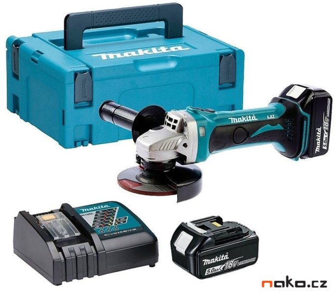 MAKITA DGA452RTJ aku úhlová bruska 115mm 18V LiIon 2x 5Ah Makpac