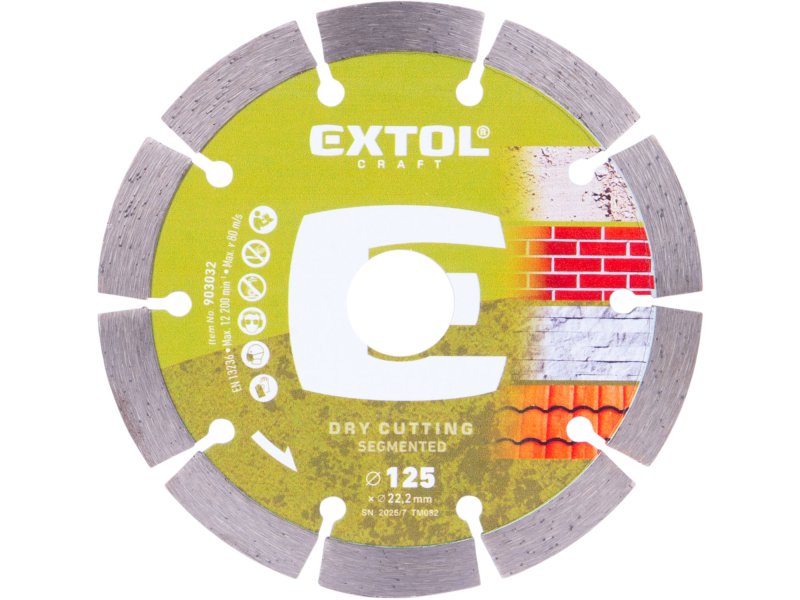EXTOL CRAFT 903032 kotouč diamantový 125x22,2x1,8mm segmentový - suché řezání