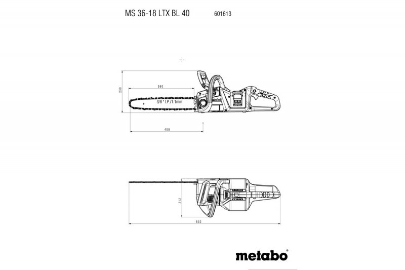 METABO MS 36-18 LTX BL 40 aku řetězová pila bez baterie 601613850