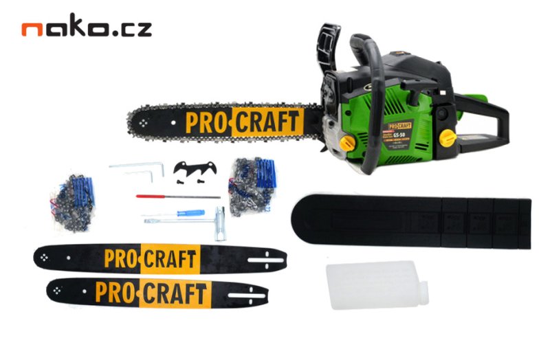 PROCRAFT GS-50/2 benzínová motorová řetězová pila 40+45cm Obrázek