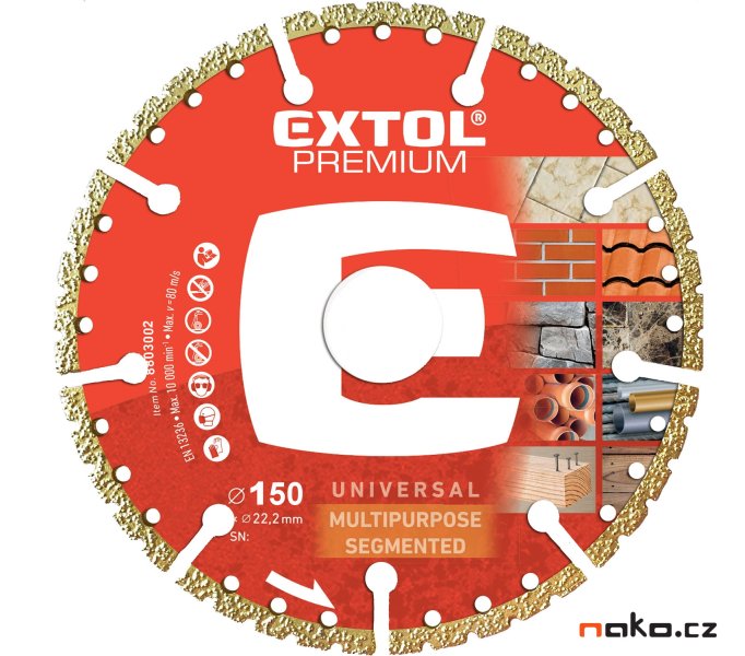 EXTOL PREMIUM 8803002 kotouč řezný diamantový MULTI 150x2,4x22,2mm univerzální