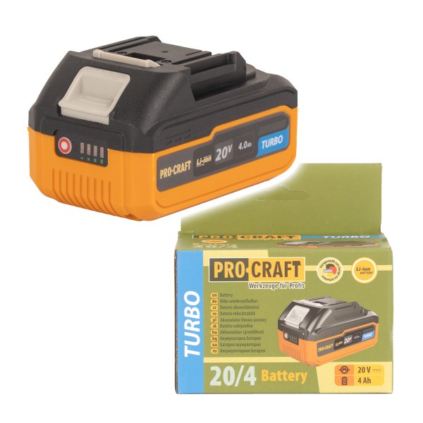 PROCRAFT 20/4 Turbo akumulátor LiIon 20V 4Ah ORIGINÁL Obrázek