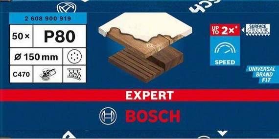 BOSCH brusný výsek suchý zip 150mm P80 EXPERT C470 2608900919 Obrázek