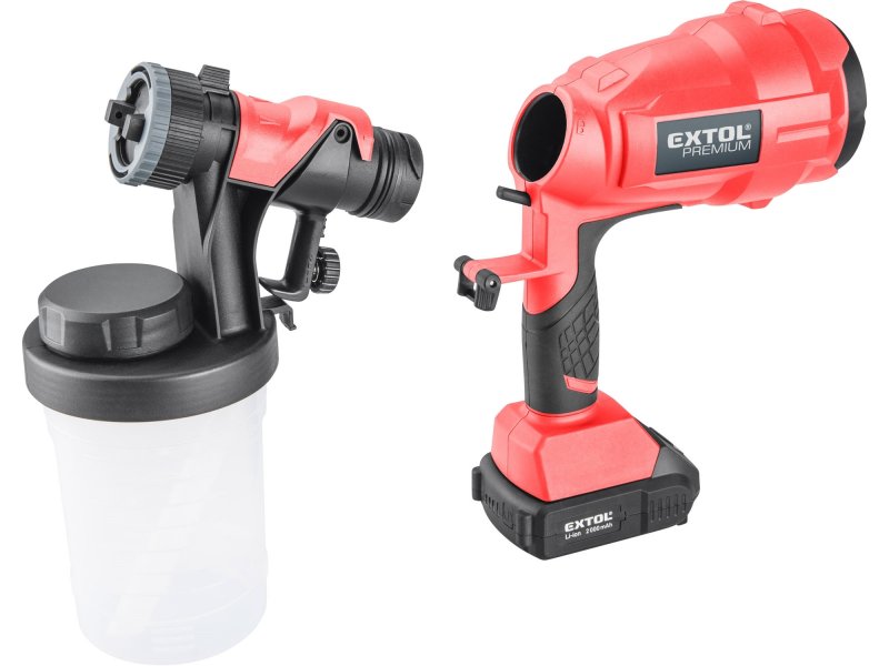 EXTOL PREMIUM 8891862 aku stříkací pistole HVLP SHARE20V, LiIon, 2Ah Obrázek