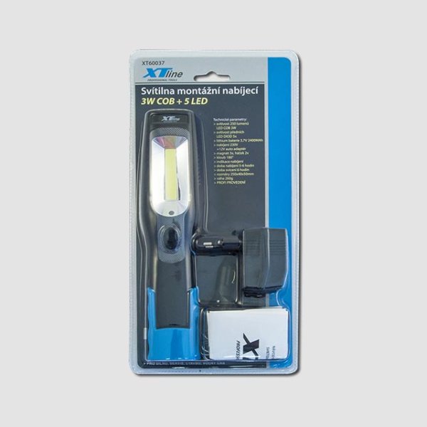 XTline XT60037 svítilna montážní nabíjecí 3W COB + 5LED Obrázek
