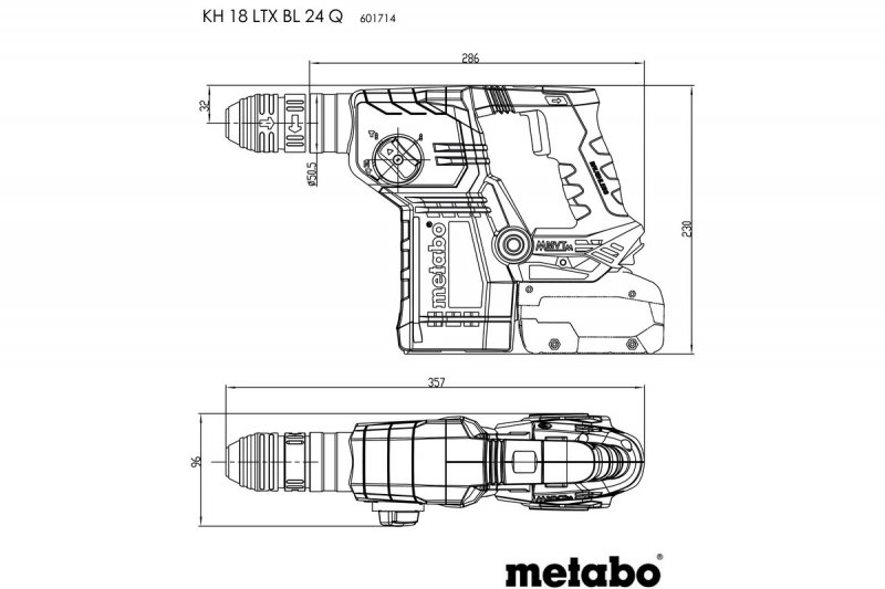 METABO KH 18 LTX BL 24 Q aku kombinované kladivo 18V 2x4Ah LiHD metaBOX 601714800