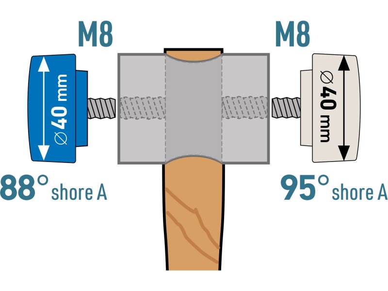 EXTOL PREMIUM 8811121 palička s výměnnými gumovými konci 40mm Obrázek