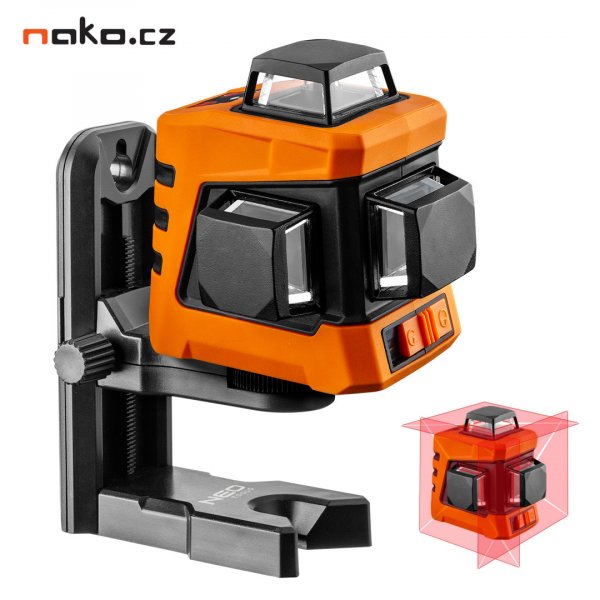 NEO TOOLS 75-103 křížový samonivelační 3D laser 3x 360° 15m s červeným paprskem, LiIon Obrázek