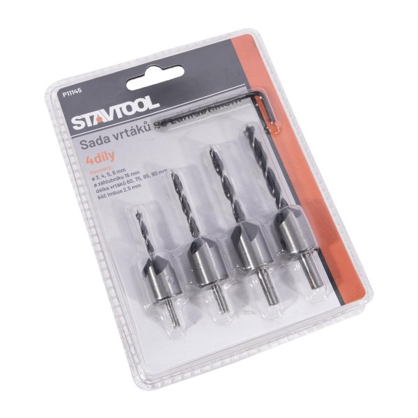 STAVTOOL sada vrtáků do dřeva se záhlubníkem 4 díly P11145 Obrázek