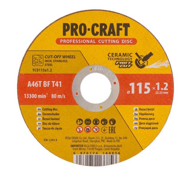 PROCRAFT YCD115x1,2 keramický řezný kotouč 115 x 1,2mm na ocel a nerez