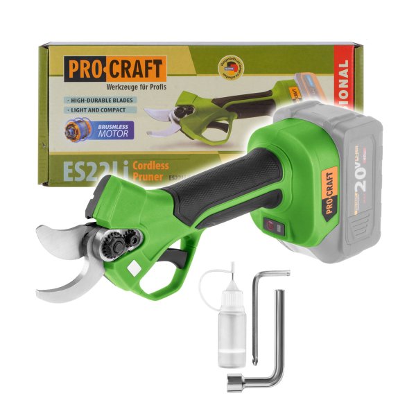 PROCRAFT ES22Li zahradní aku nůžky na větve bezuhlíkové LiIon 20V bez aku, ES22Libb
