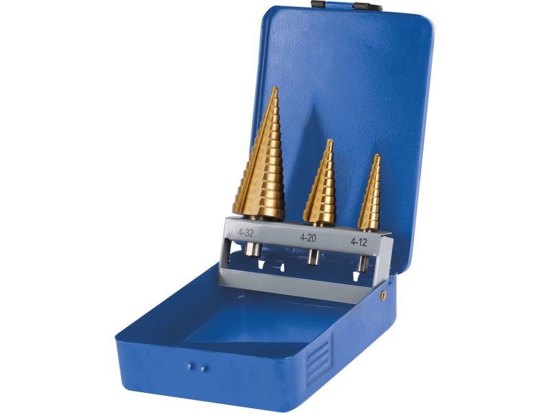 EXTOL CRAFT 20090 sada stupňovitých vrtáků 3ks, 4-12, 4-20, 4-32 Obrázek