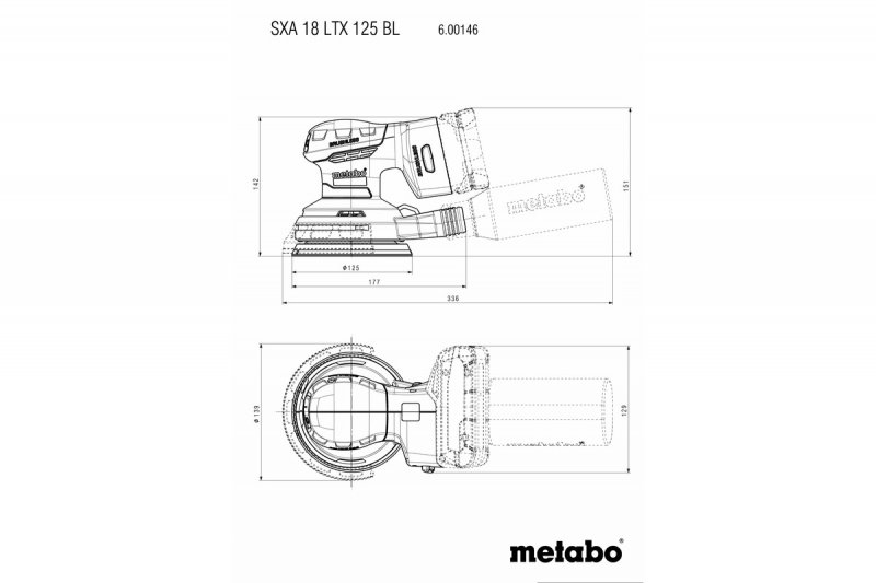 METABO SXA 18 LTX 125 BL aku excentrická bruska v metaBOXU bez baterie 600146840