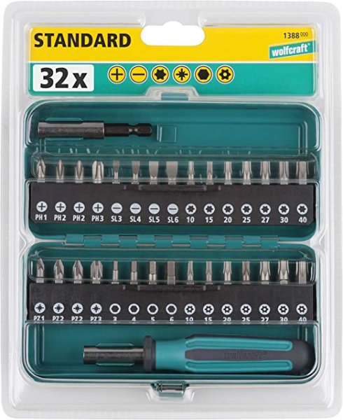 WOLFCRAFT 1388000 sada šroubovacích bitů 1/4" s držákem, 32 ks Obrázek