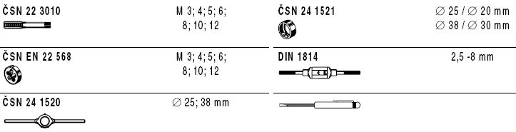 NAREX Bučovice kazeta M1-II HSS (M3-M12) sadové závitníky + očka 340120