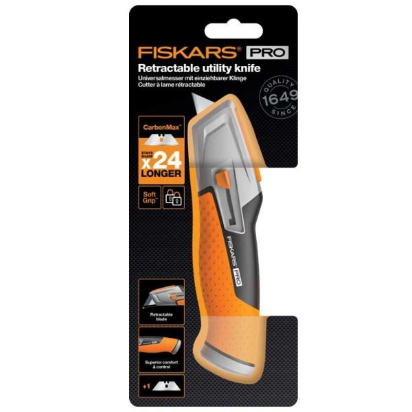FISKARS PRO 1027223 pracovní nůž se zasouvací otočnou čepelí CarbonMax Obrázek