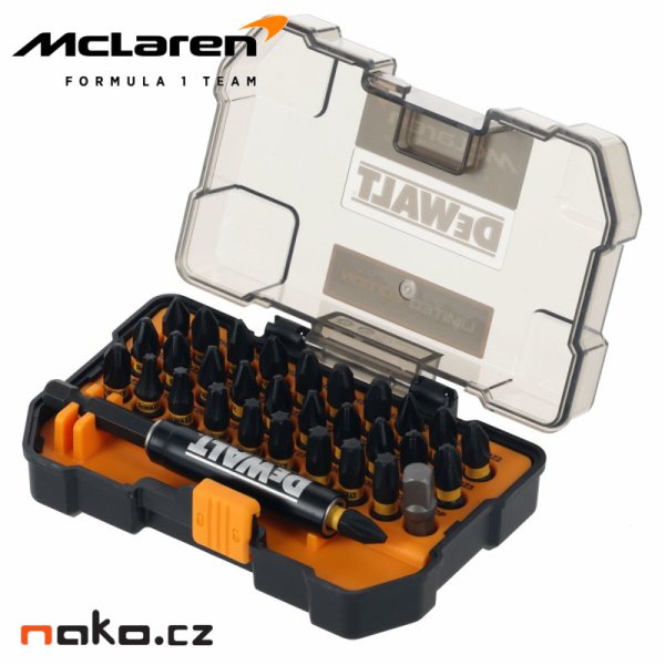 DeWALT DT70900T sada torzních bitů FLEXTORQ 32 dílů s rázovým držákem, edice McLaren