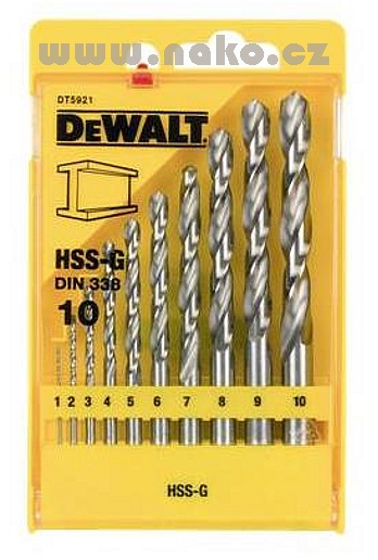 DEWALT DT5921 sada vrtáků HSS-G 10 dílů 1-10mm