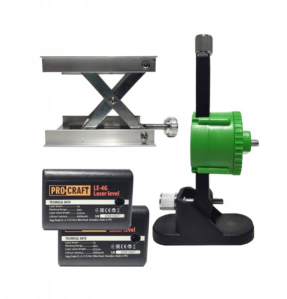 PROCRAFT LE-4G křížový samonivelační 3D laser 4x 360° 40m se zeleným paprskem, LiIon 2x4Ah Obrázek