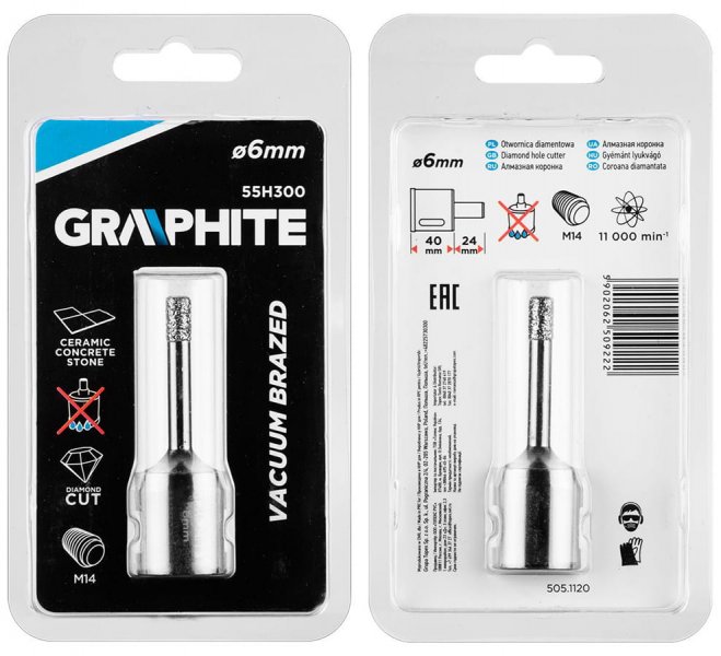 děrovka diamant 6mm M14 Graphite Obrázek