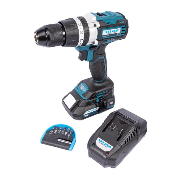 XTline XT102805-1B2B aku vrtačka s příklepem 18V LiIon 1x 2Ah 70Nm Obrázek