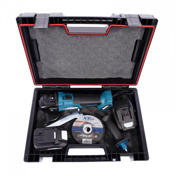 XTline XT102835-1B5B aku úhlová bruska 125mm BRUSHLESS LiIon 18V 5Ah v kufru Obrázek