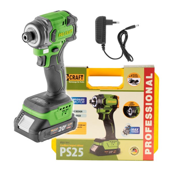 PROCRAFT PS25-1B-C bezuhlíkový aku rázový utahovák