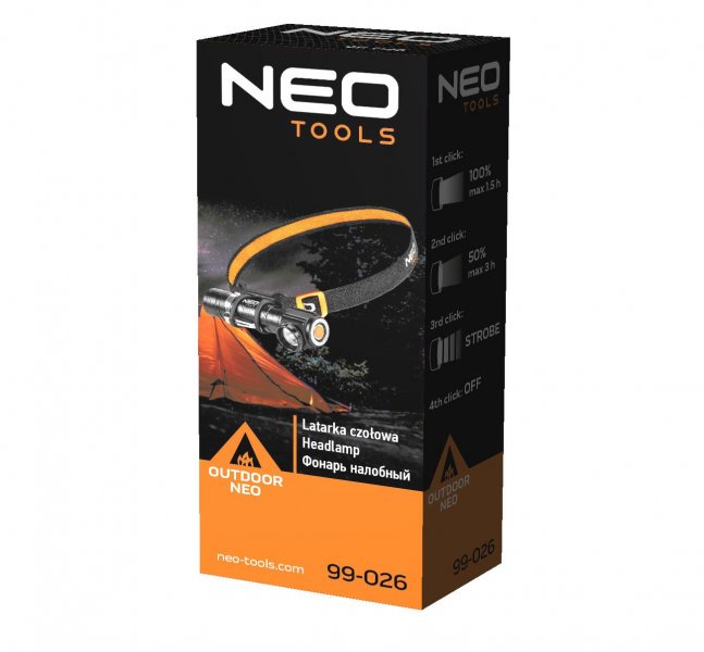 NEO TOOLS 99-026 ruční svítilna / čelovka 2v1, Cree LED 800lm, nabíjecí USB Obrázek