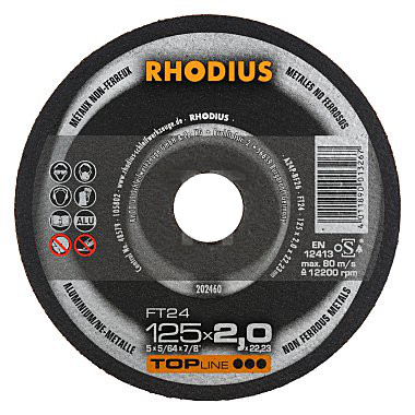RHODIUS 125x2.0 FT24 TOPline kotouč řezný na hliník