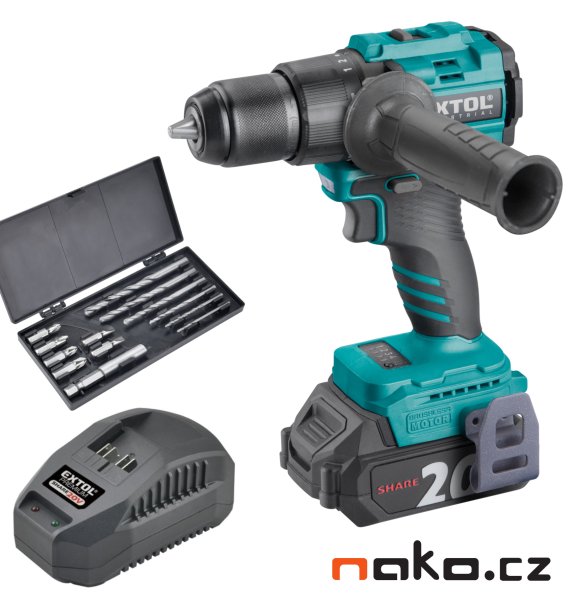 EXTOL INDUSTRIAL 8791806 příklepová aku vrtačka SHARE20V LiIon 1x 2Ah, BRUSHLESS