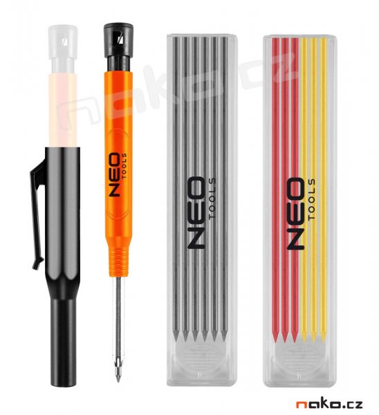 NEO TOOLS 13-816 tužka stolařská 165mm vysouvací + držák a 12ks tuh Obrázek