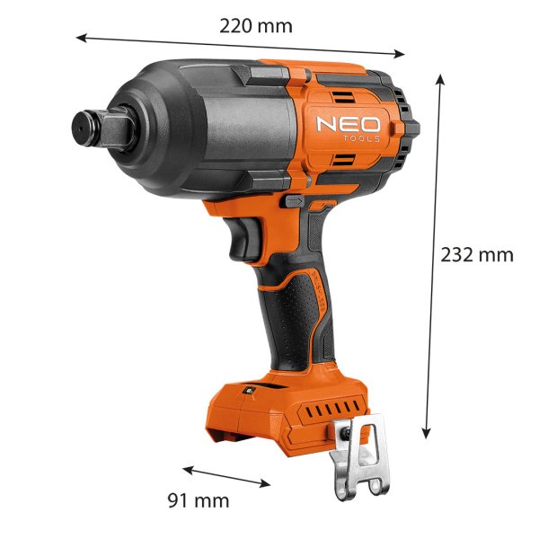 NEO TOOLS 04-618 aku rázový utahovák Energy+ 1/2" 1100Nm 18V LiIon bezuhlíkový bez aku Obrázek