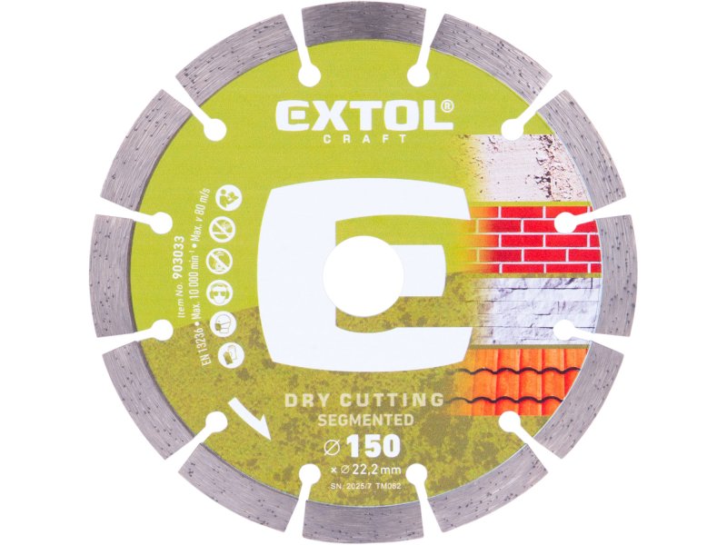 EXTOL CRAFT 903033 kotouč diamantový 150x22,2x2mm segmentový - suché řezání