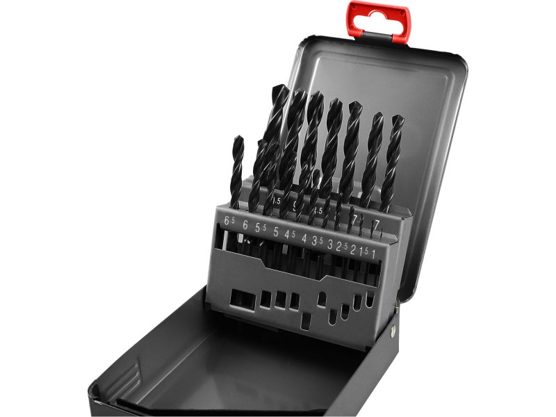 EXTOL PREMIUM 8801191 sada vrtáků do kovu v kovové krabičce 19ks 1-10mm po 0,5mm HSS
