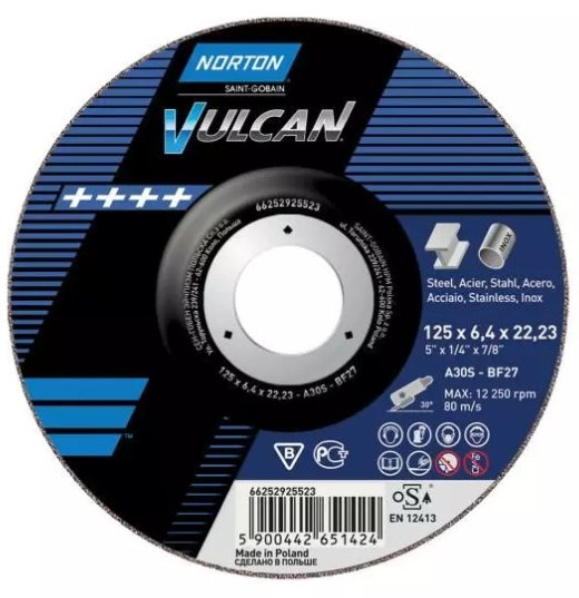 Norton VULCAN 150x6,4mm A30S-BF27 brusný kotouč na nerez a ocel 66252925525