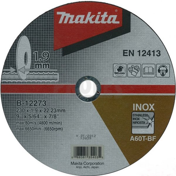 MAKITA sada kotoučů 125x1mm 12 dílů INOX D-65969-12 Obrázek