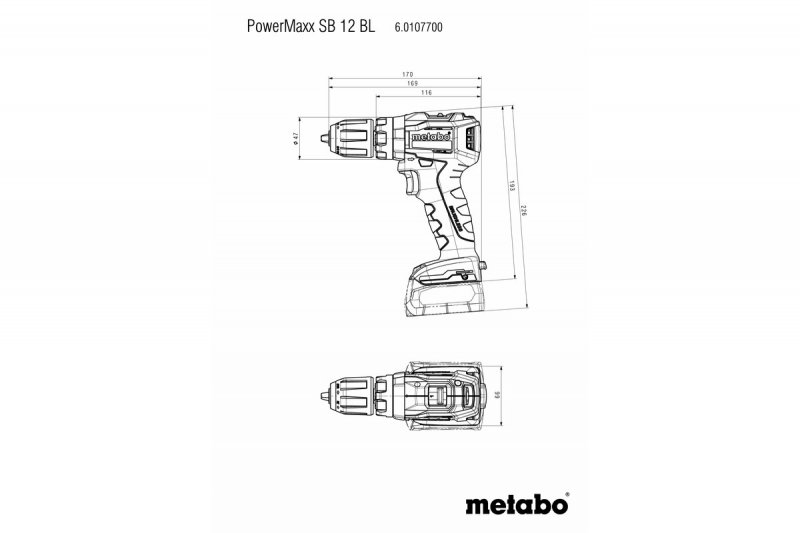 METABO PowerMaxx SB 12 BL příklepová aku vrtačka LiIon 2x2Ah 601077500