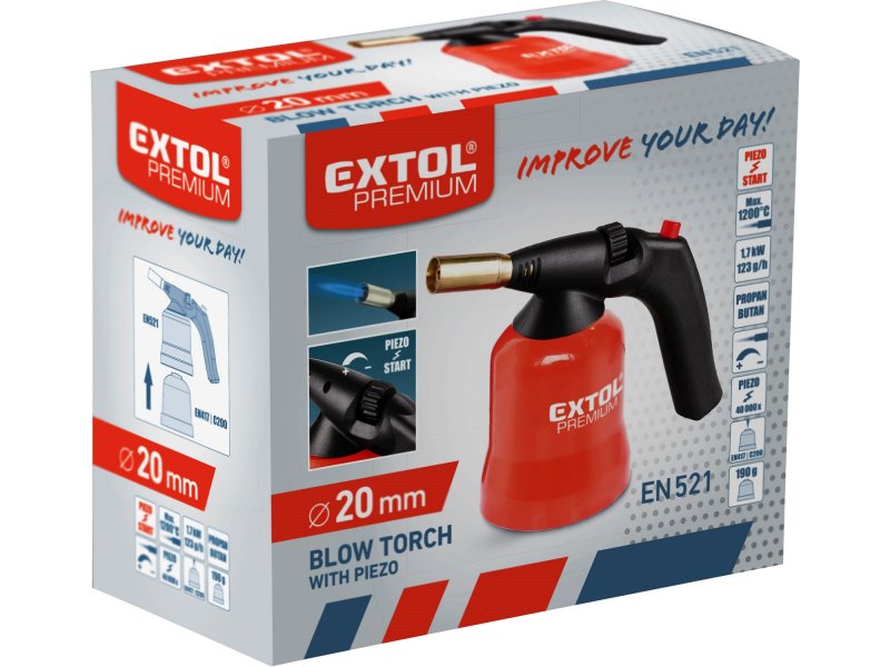 EXTOL PREMIUM  8848105 hořák s piezo zapalováním na propichovací kartuše Obrázek