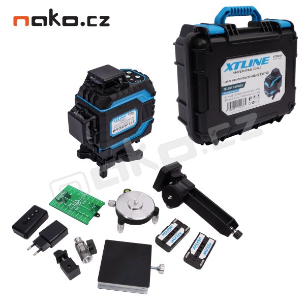 XTline XT130540 laser křížový 360° 4D zelený 2x LiIon 3,7V 4A + příslušenství