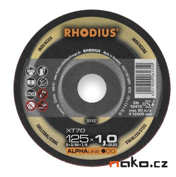 RHODIUS 125x1.0 XT10TOP řezný kotouč