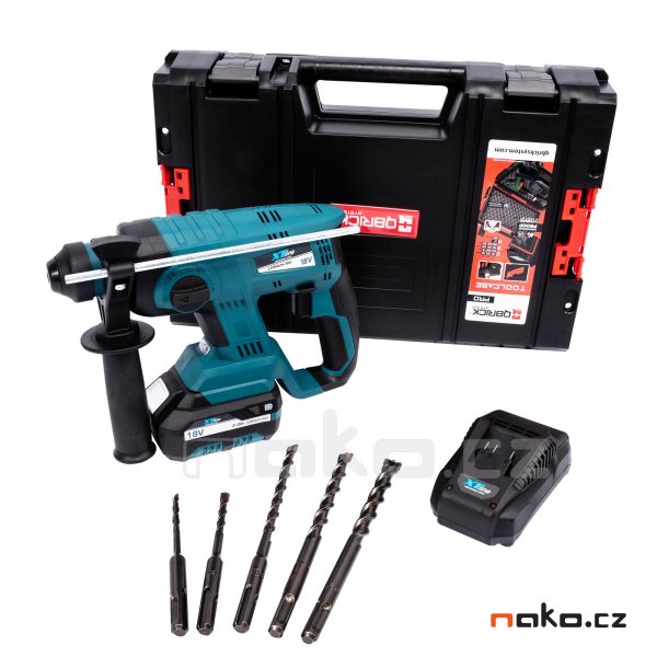 XTline XT102840-1B5B aku vrtací kladivo SDS+, 18V LiIon 5Ah BRUSHLESS v kufru + vrtáky Obrázek