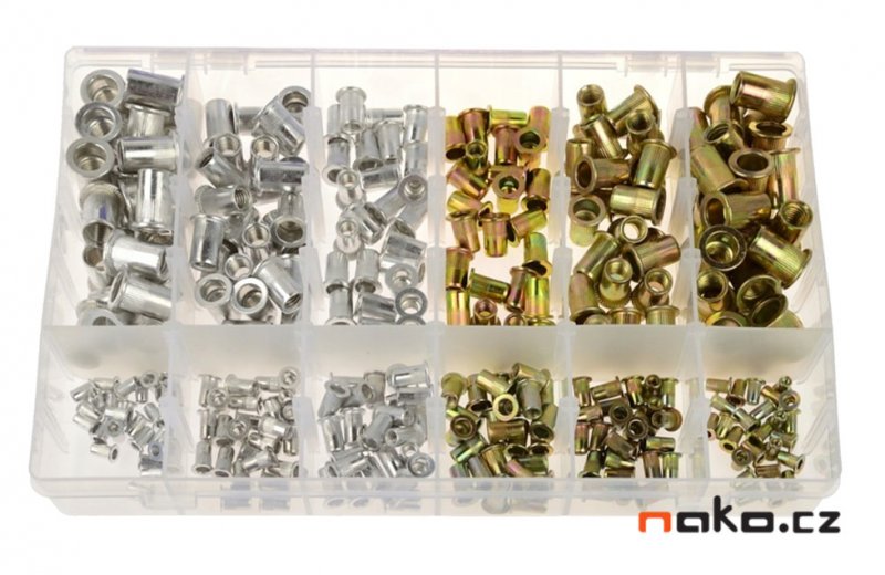 RICHMANN PC0449 sada ocelových a hliníkových maticových nýtů 300ks, M3-M10