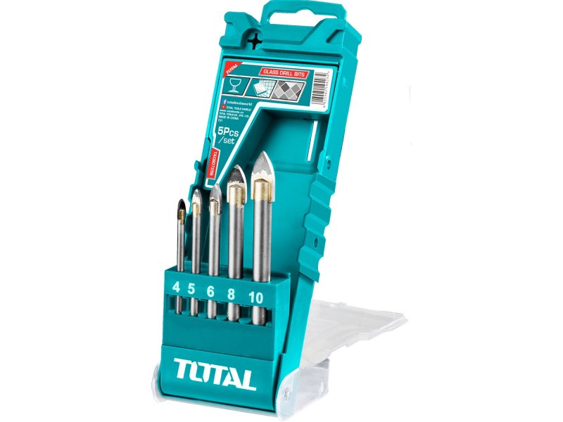 TOTAL TACSD7256 sada vrtáků do skla, Industrial 5ks, 4,5,6,8,10mm