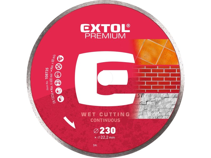 EXTOL PREMIUM kotouč diamantový celoobvodový pr. 230, 108735 Obrázek