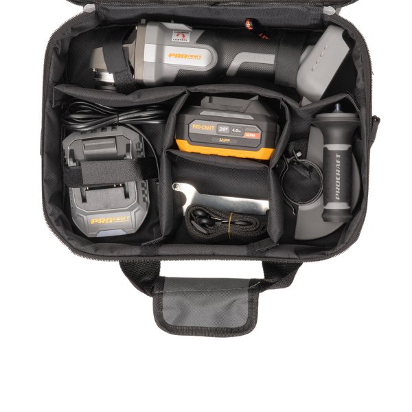 PROCRAFT Industrial AG125A-1B-F bezuhlíková aku úhlová bruska 125mm v tašce LiIon 20V 4Ah Obrázek