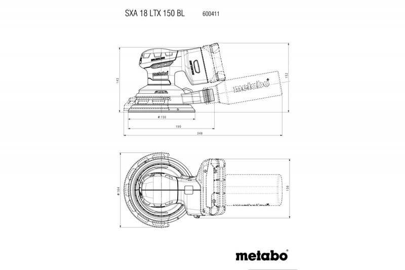 METABO SXA 18 LTX 150 BL aku excentrická bruska v metaBOXU bez baterie 600411840