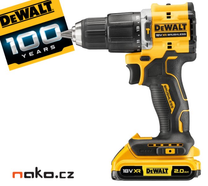 DeWALT DCD100YD2T XR Li-Ion 18V (2x2Ah) aku příklepový šroubovák k výročí 100 let Obrázek