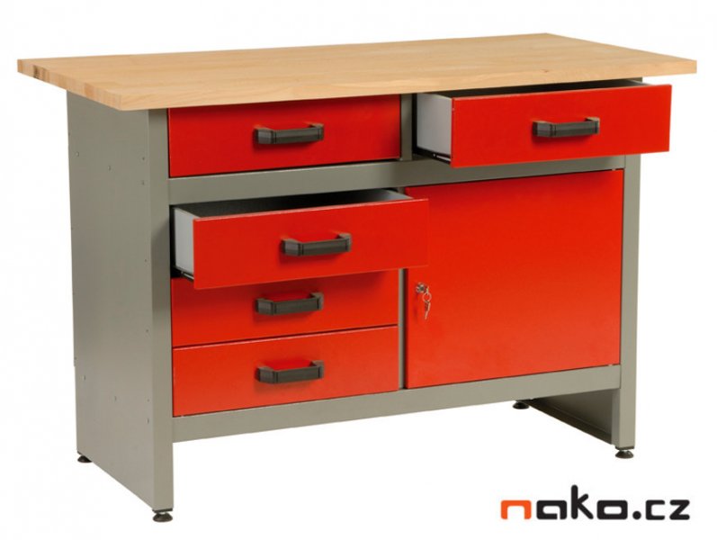 MARS 4802 dílenský pracovní stůl 5x zásuvka, 1x dvířka Obrázek