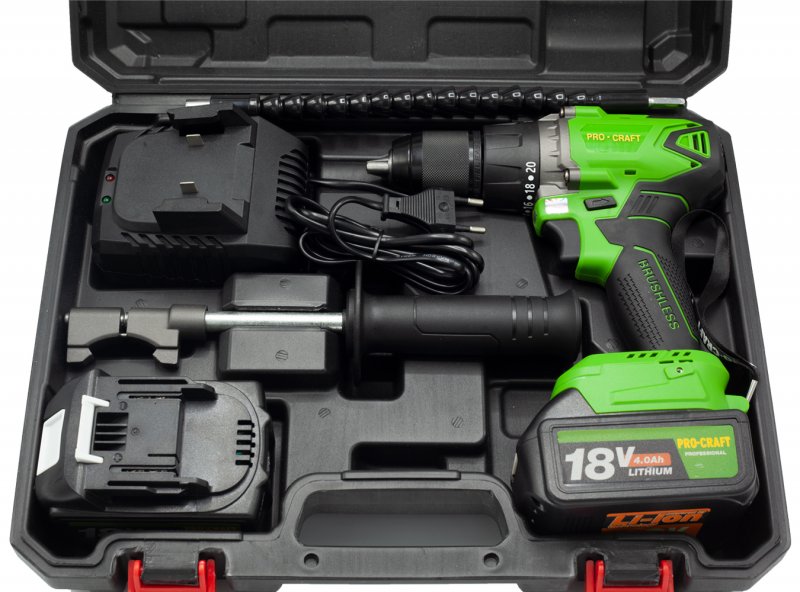 PROCRAFT PA18BL bezuhlíková aku vrtačka LiIon 18V 2x 4Ah Obrázek