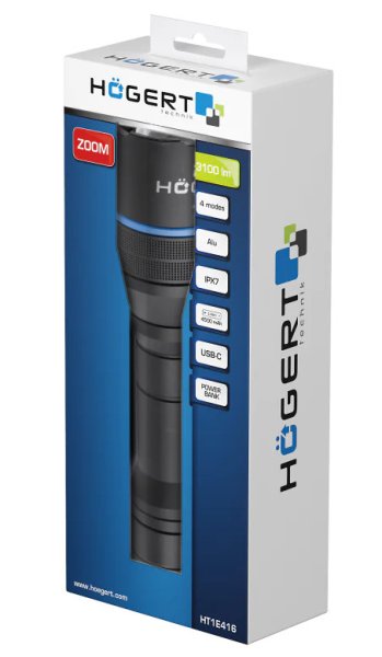 HOGERT HT1E416 svítilna ruční nabíjecí 3100 lm LED 4,5Ah USB-C Obrázek